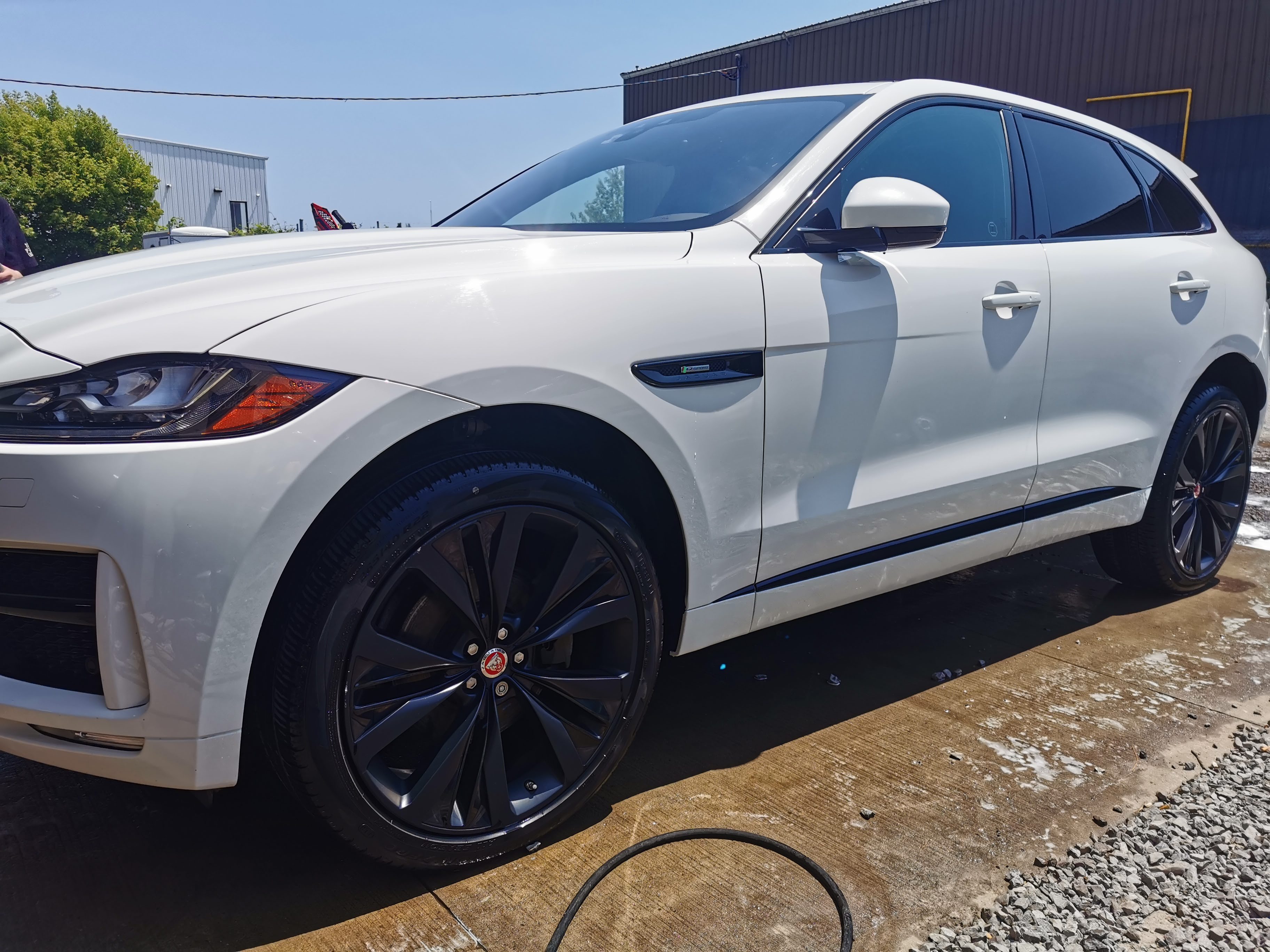 white Jaguar F-Pace after exterior wash and wax at Ultimate Detail Bowmanville